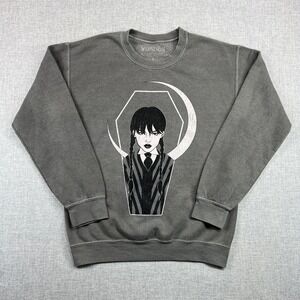 Wednesday Addams Crew Sweatshirt Womens Small Gray Jenna Ortega TV Show Lounge